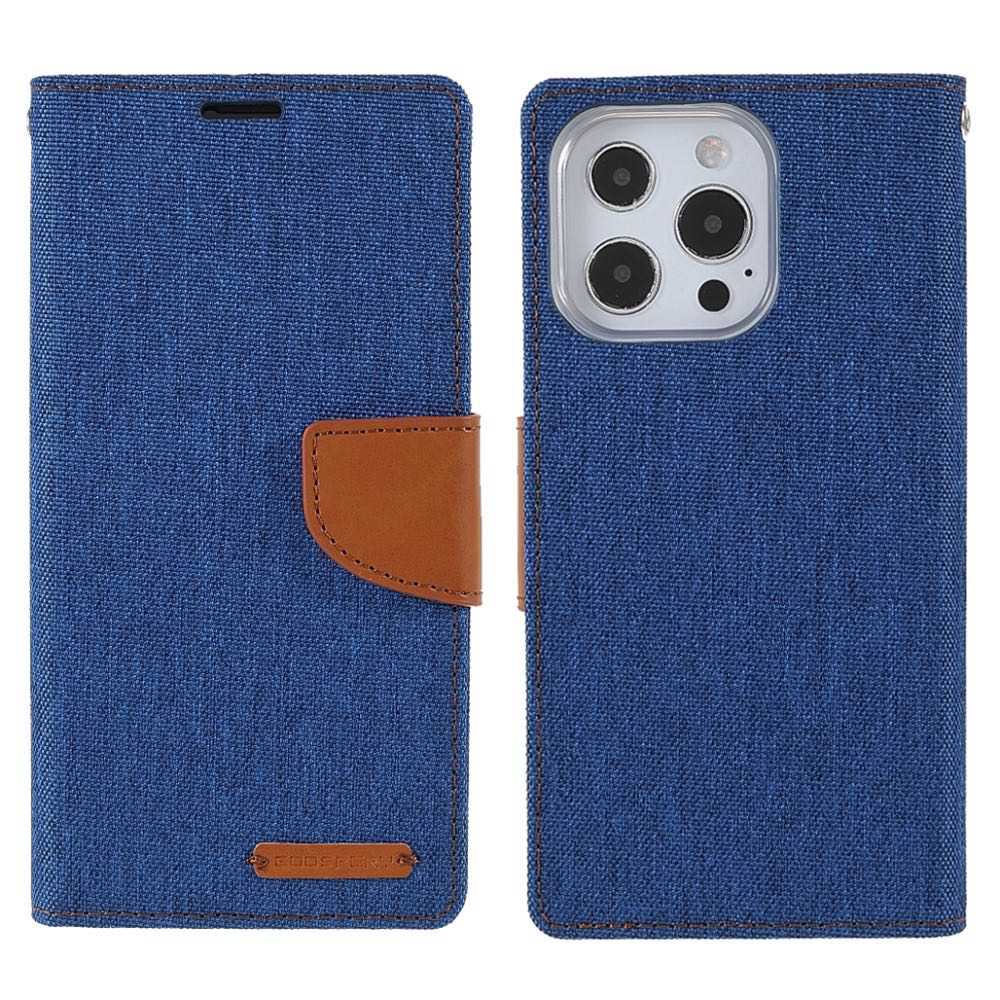 iPhone 13 Pro Max Case MERCURY Canvas Diary PU Leather - Blue