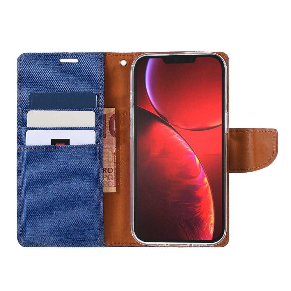 iPhone 13 Pro Max Case MERCURY Canvas Diary PU Leather - Blue