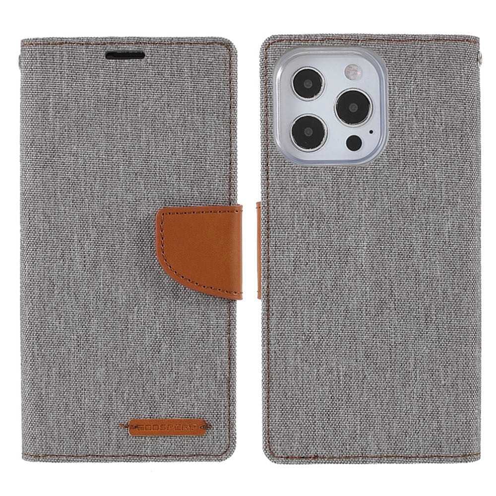 iPhone 13 Pro Max Case MERCURY Canvas Diary PU Leather - Grey