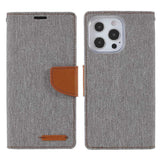 Best Mercury Canvas iPhone 13 Pro Max Wallet Case - Grey