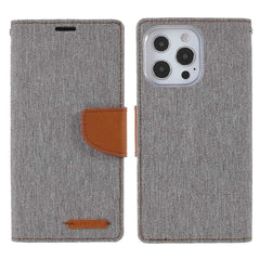 iPhone 13 Pro Max Case MERCURY Canvas Diary PU Leather - Grey