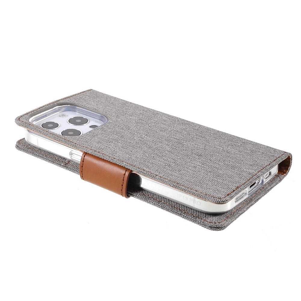 iPhone 13 Pro Max Case MERCURY Canvas Diary PU Leather - Grey