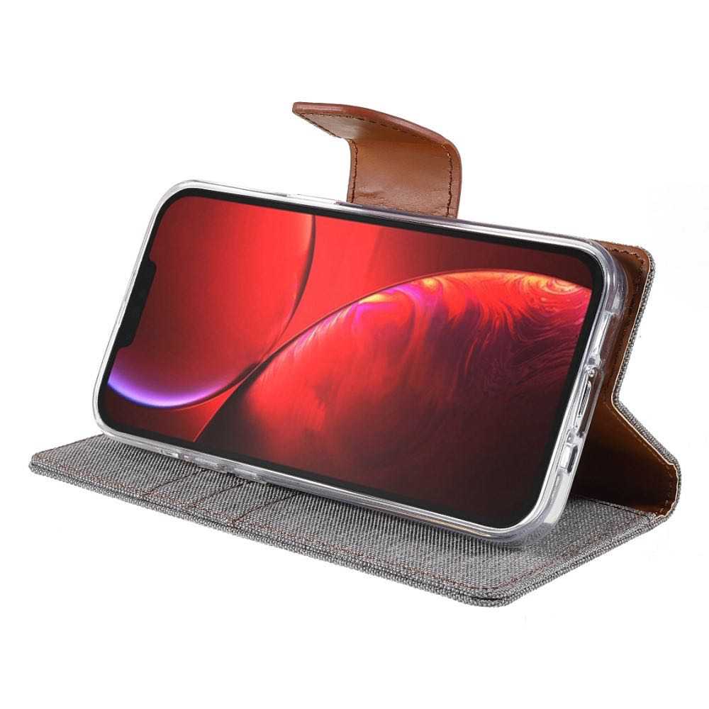 iPhone 13 Pro Max Case MERCURY Canvas Diary PU Leather - Grey