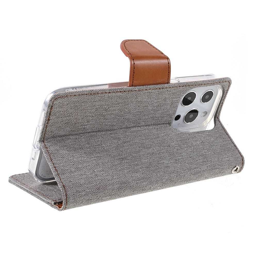 iPhone 13 Pro Max Case MERCURY Canvas Diary PU Leather - Grey