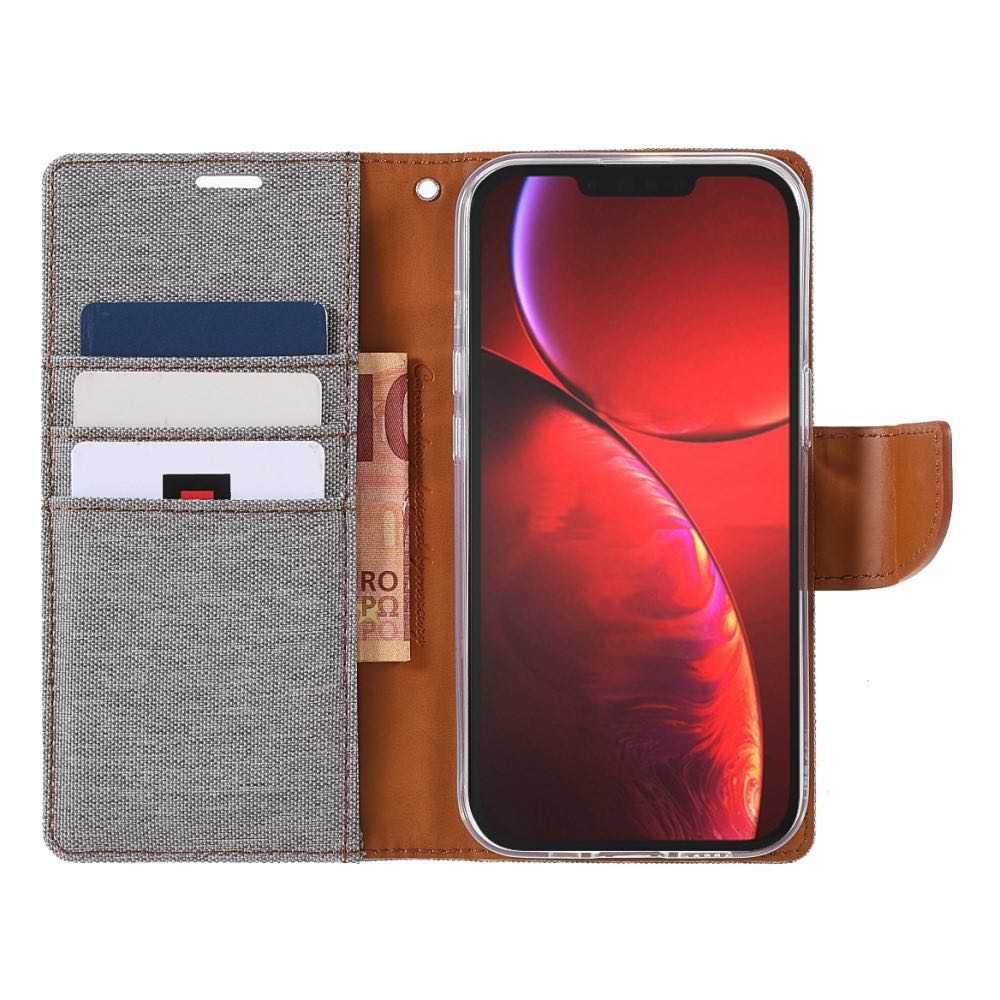 iPhone 13 Pro Max Case MERCURY Canvas Diary PU Leather - Grey