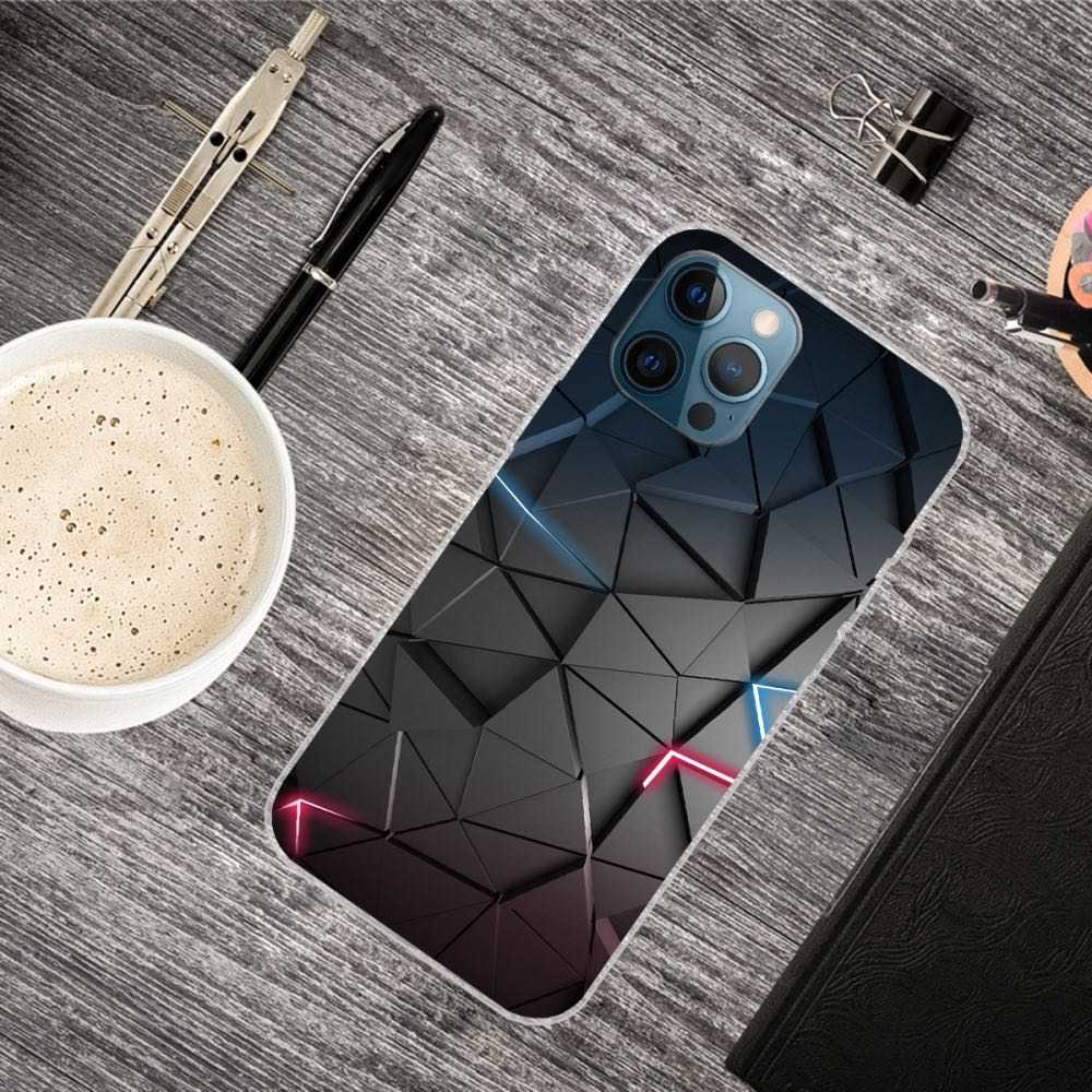 iPhone 12 / iPhone 12 Pro Case With Black Stereo Rhombus Pattern