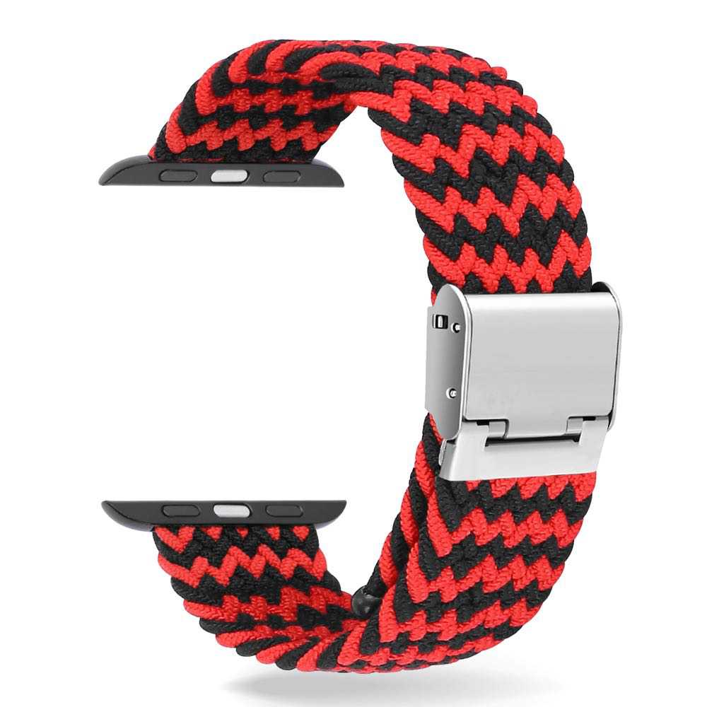 Latest Braided Band for Apple Watch 45/44/42mm - Black Red