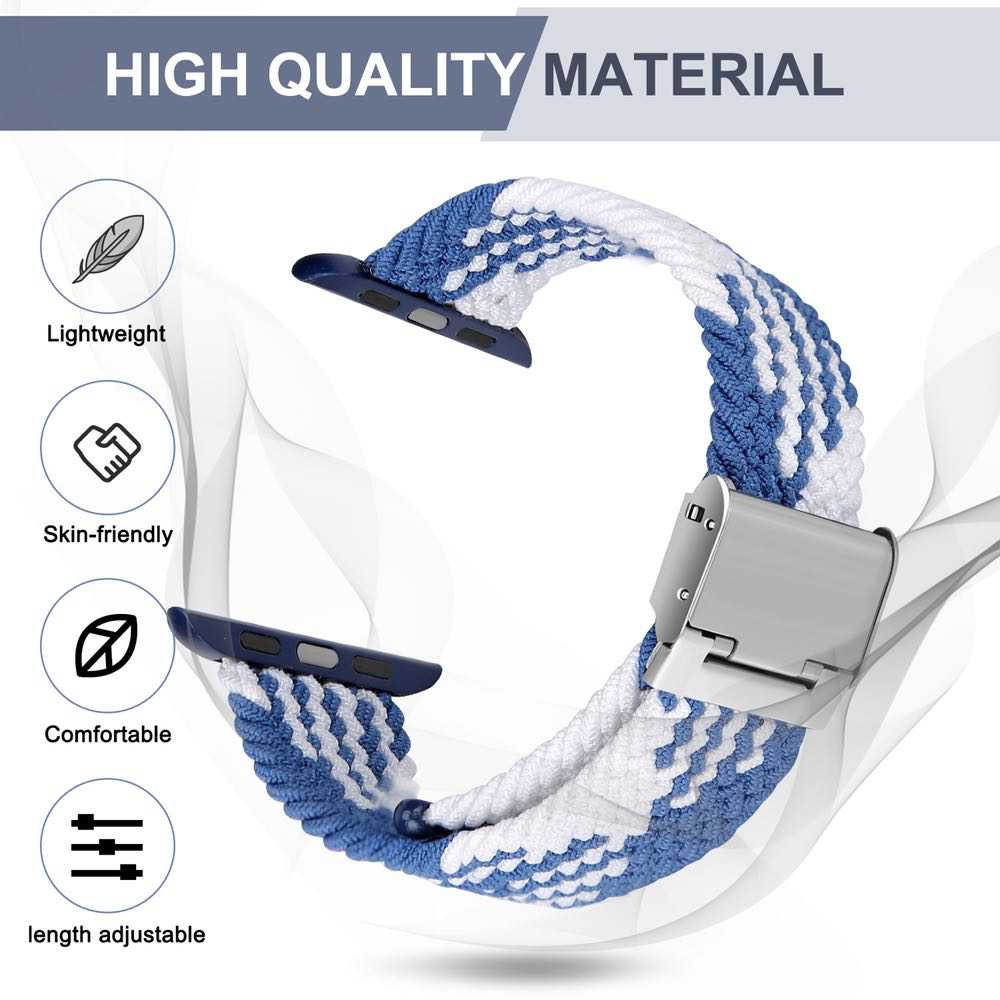 Latest Braided Band for Apple Watch 45/44/42mm - Blue White