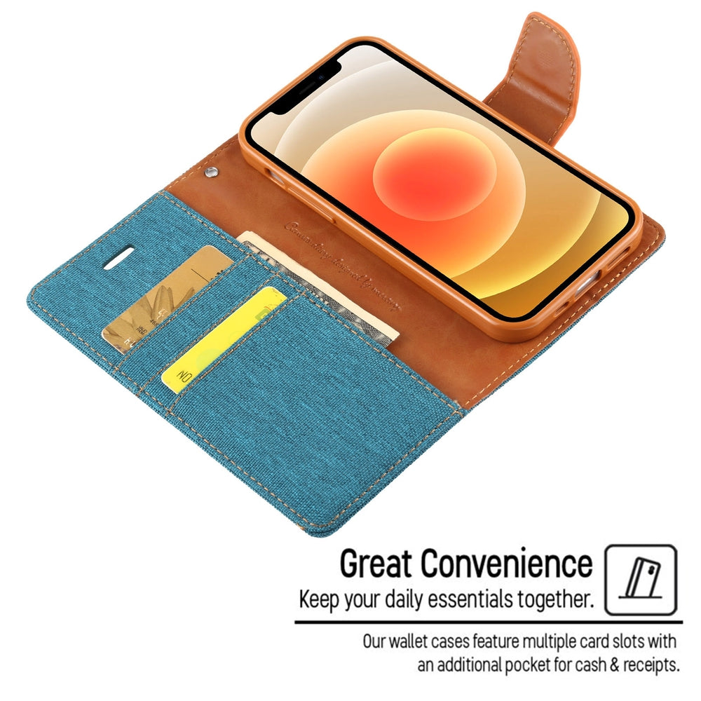 iPhone 12 Pro / iPhone 12 Case MERCURY Canvas Diary Shockproof - Blue