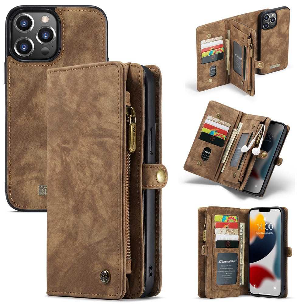 iPhone 13 Pro Case CASEME Detachable Secure Wallet - Brown