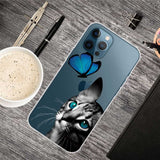 Cat and Butterfly Design Soft TPU iPhone 12/iPhone 12 Pro Case