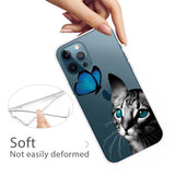 Cat and Butterfly Design Soft TPU iPhone 12/iPhone 12 Pro Case