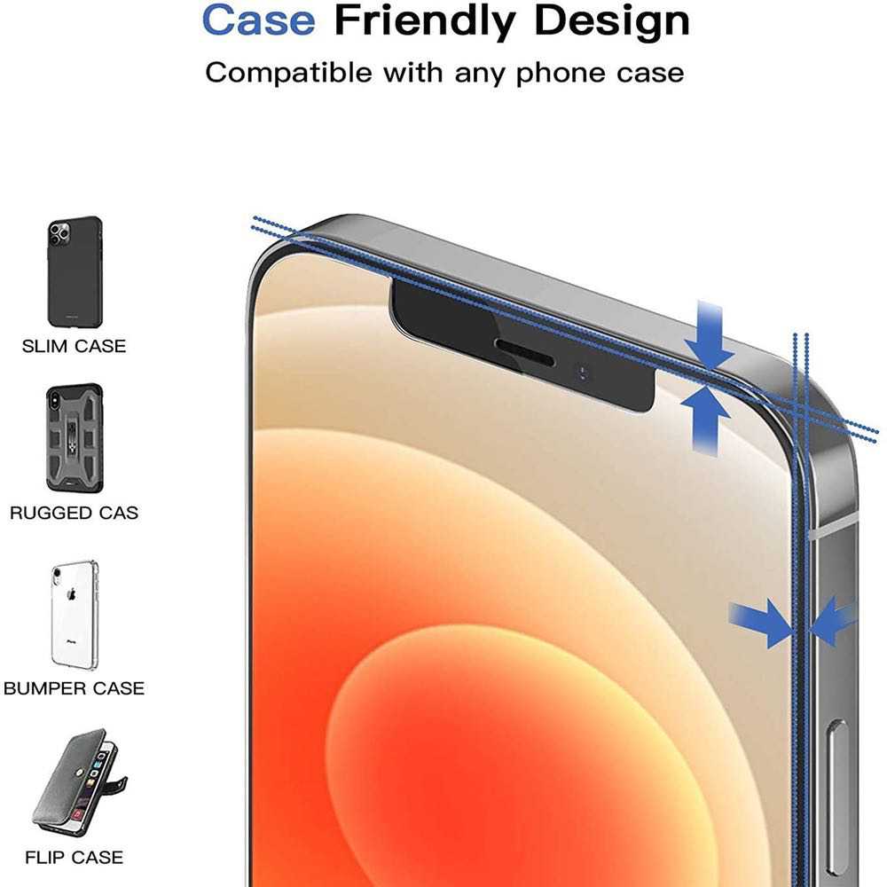 iPhone 12 Pro Max Screen Protector Tempered Glass Clear - Case Friendly