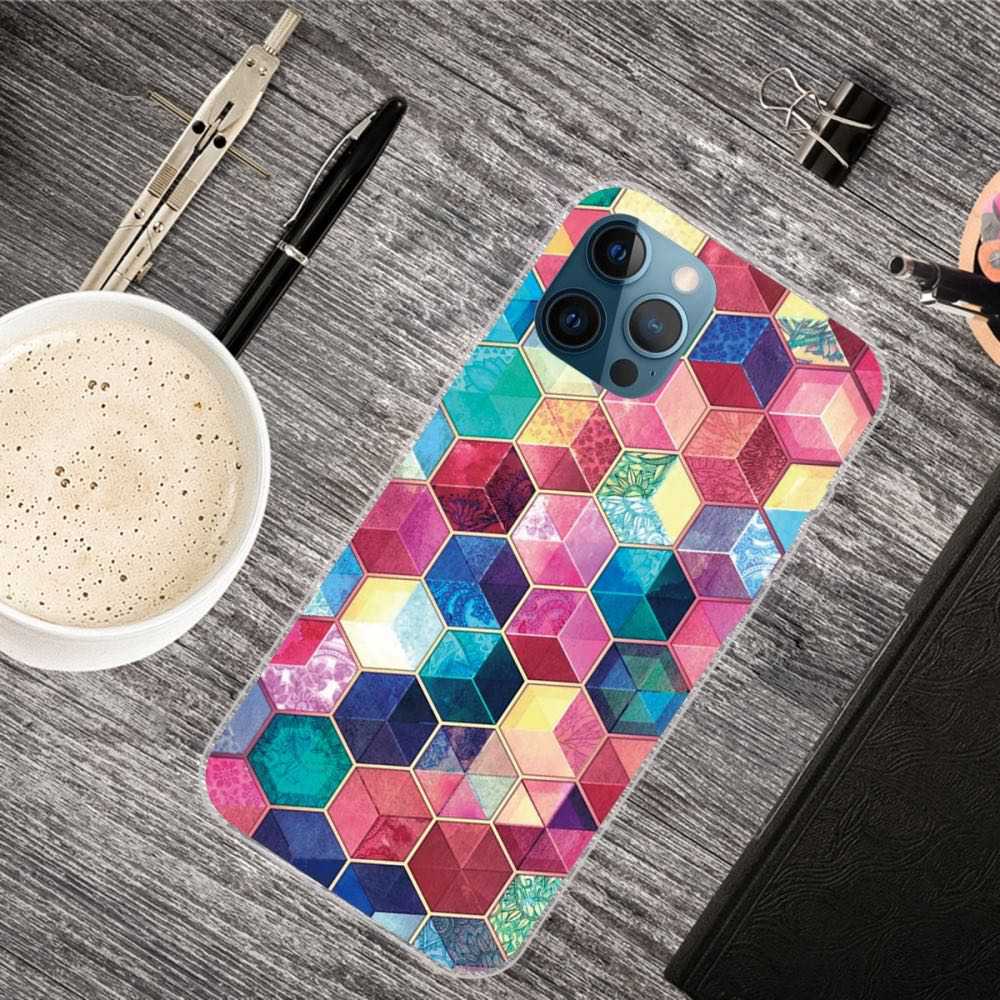 iPhone 12 / iPhone 12 Pro Case With Soft TPU - Colourful Hexagon