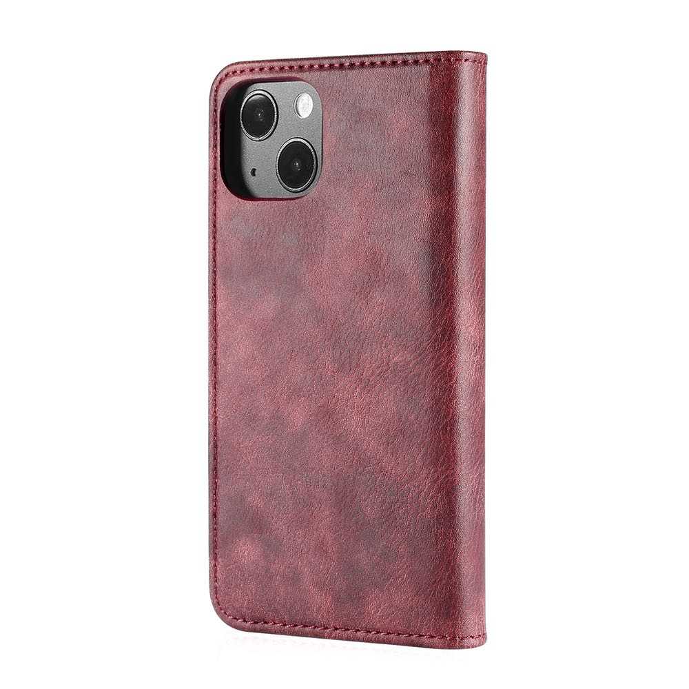 DG.MING Detachable iPhone 13 Mini Secure Wallet Case - Wine Red