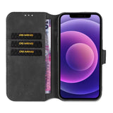 DG.MING Retro Style iPhone 13 Mini Secure Wallet Case Black