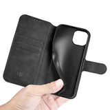 DG.MING Retro Style iPhone 13 Mini Secure Wallet Case Black