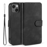 DG.MING Retro Style iPhone 13 Mini Secure Wallet Case Black