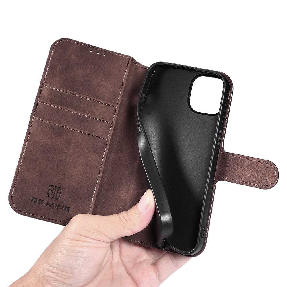 iPhone 13 Mini Case DG.MING Retro Style Secure Wallet Coffee