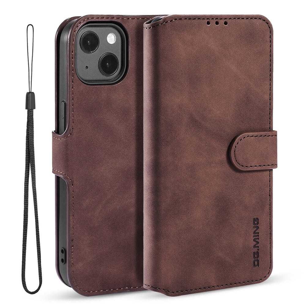 iPhone 13 Mini Case DG.MING Retro Style Secure Wallet Coffee
