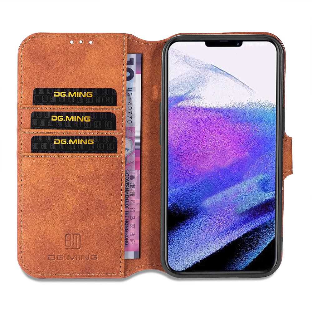 DG MING iPhone 13 Pro Case with 3 Card Slots Brown