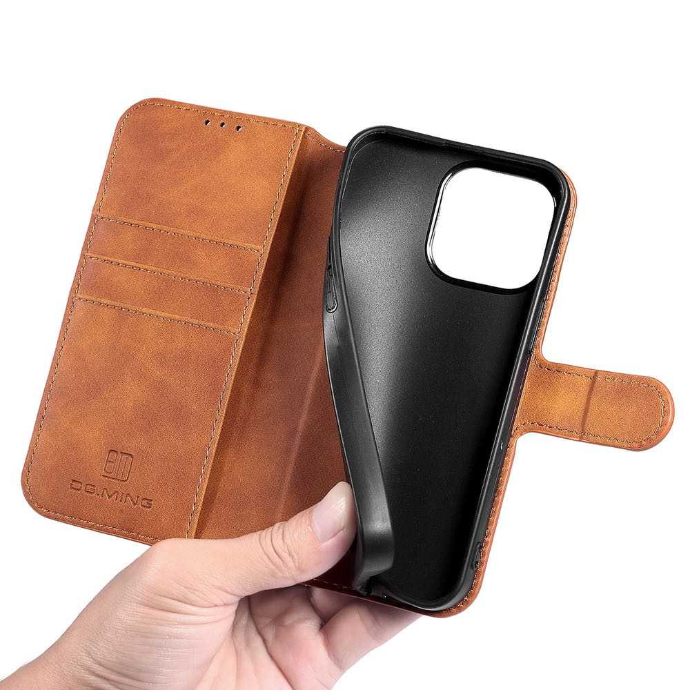 DG MING iPhone 13 Pro Case with 3 Card Slots Brown