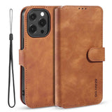 DG MING iPhone 13 Pro Max Case with 3 Card Slots Brown