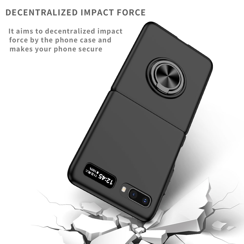 Samsung Galaxy Z Flip Case Ultra-thin with Metal Ring Holder - Black