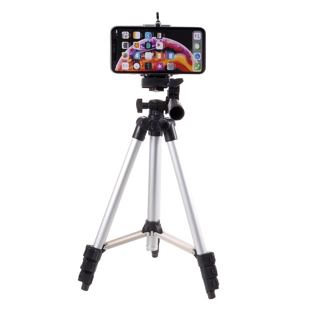 Adjustable Tripod Stand Phone Holder - Silver