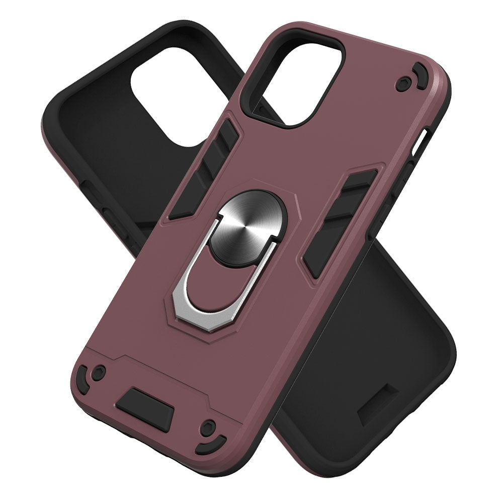 Shockproof Armour Protective iPhone 12 Pro Max Case - Wine Red