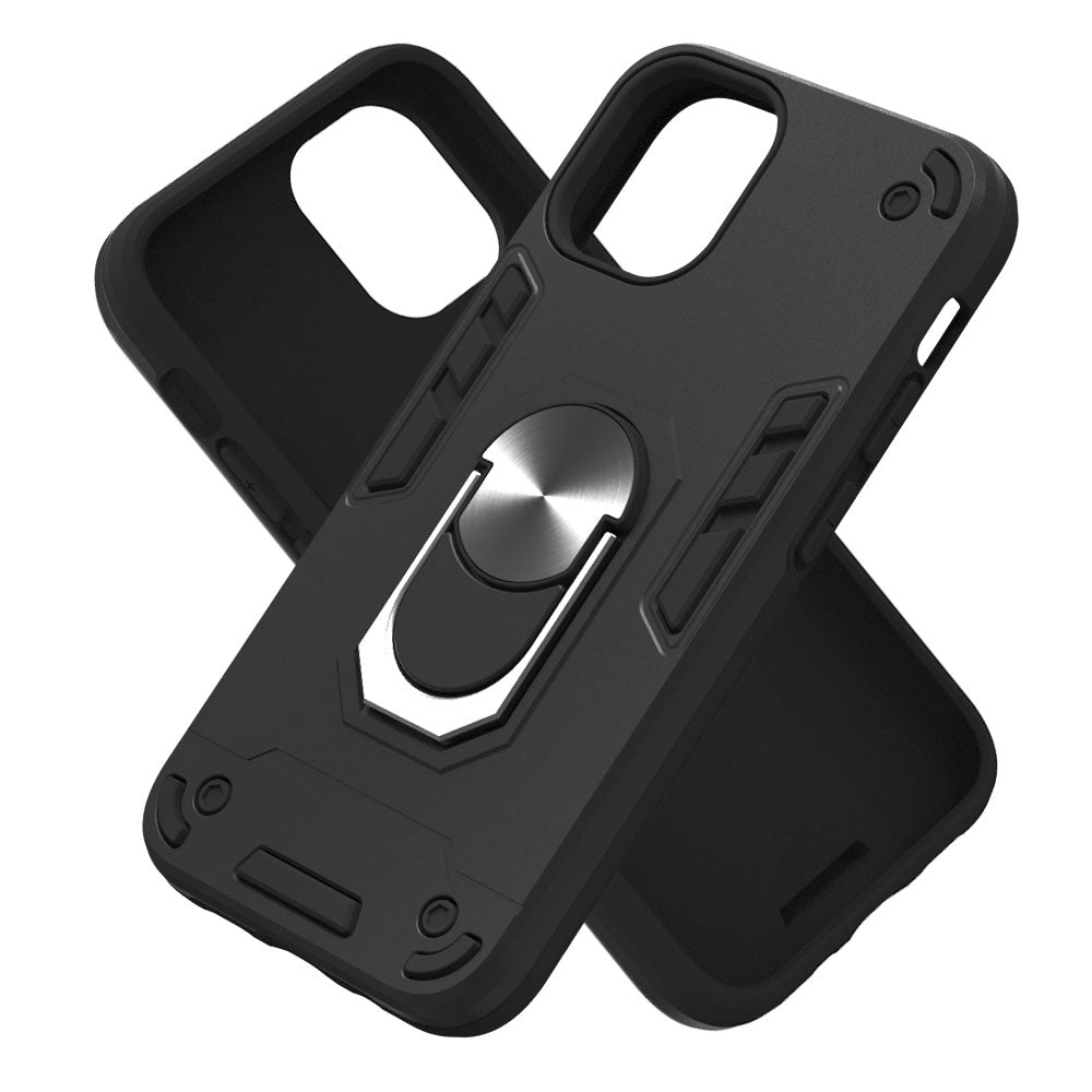 iPhone 12 Mini Case With Metal Ring Holder - Black