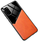 PU Leather + Organic Glass + Silicone with Metal Iron Sheet protective Samsung S20 Ultra Case