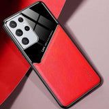 PU Leather + Organic Glass + Silicone with Metal Iron Sheet protective Samsung S21 Ultra Case