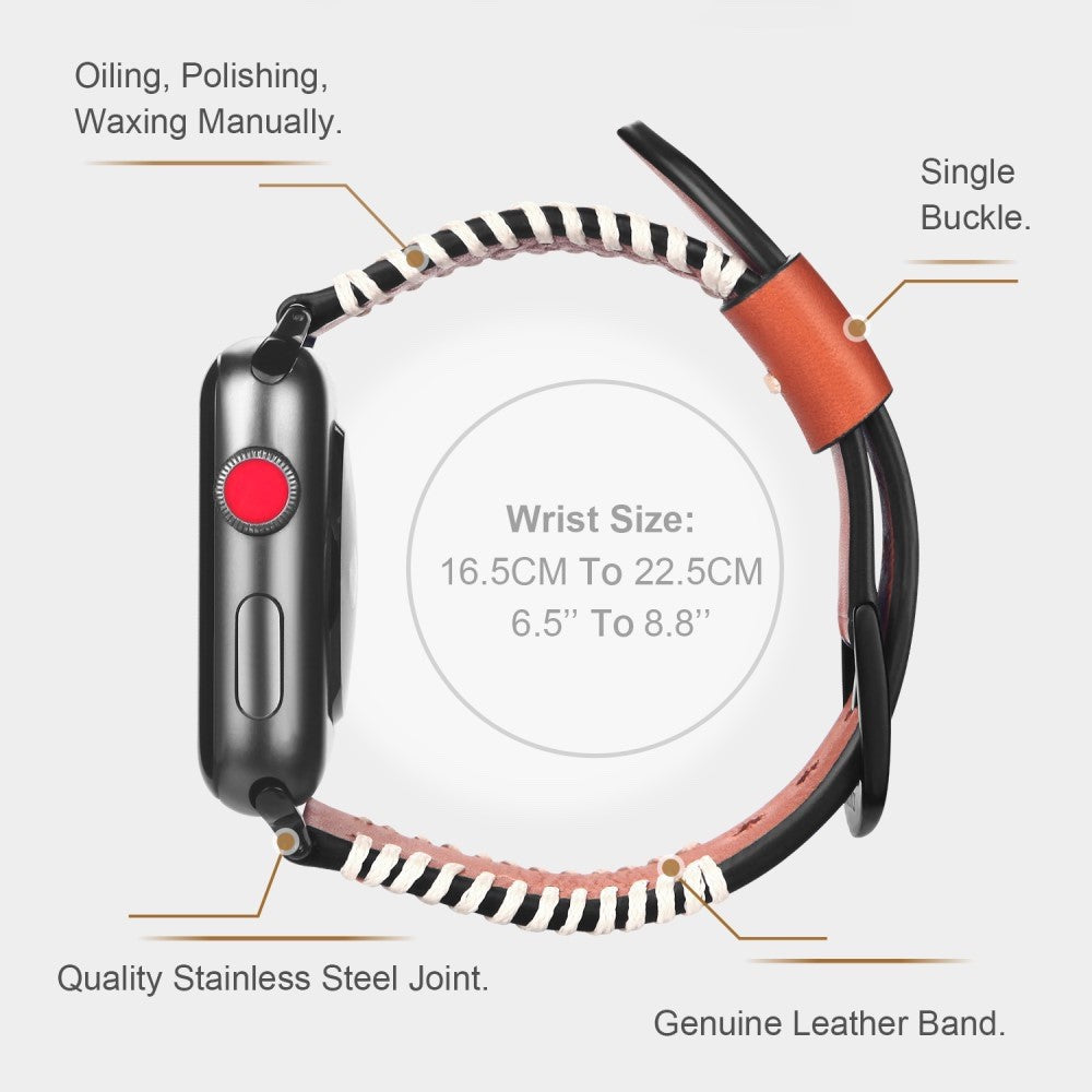Genuine Leather Apple Watch 41mm / 40mm / 38mm Strap - Brown