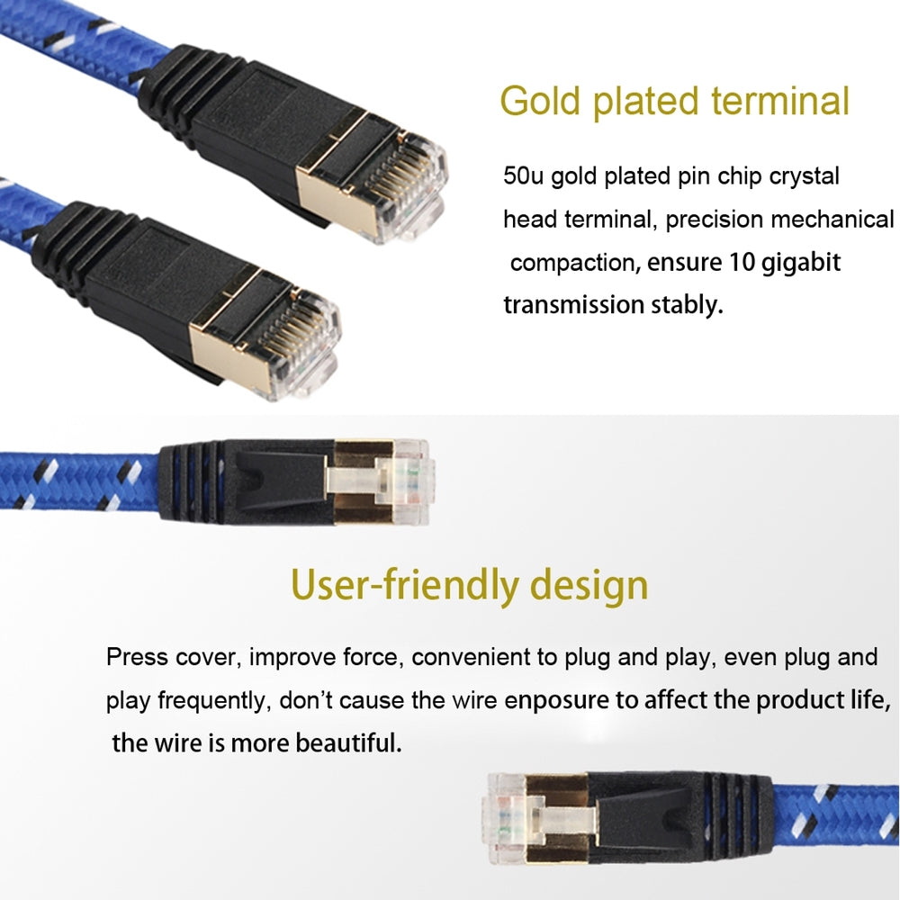Network Cable CAT 7 10 Gigabit Ethernet Flat Patch 1M