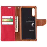 MERCURY GOOSPERY Canvas Diary Case for Samsung A70 - Red