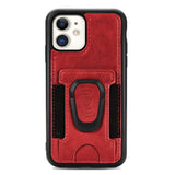 iPhone 12 Pro Max Case With Metal Ring holder and Cardholder - Red