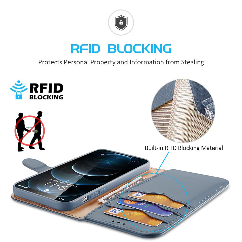 iPhone 12 Pro Max Case Made With PU Leather + TPU - Light Blue