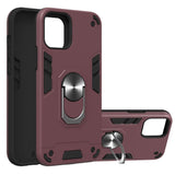 iPhone 12 Pro / iPhone 12 Case With Metal Ring Holder - Wine Red