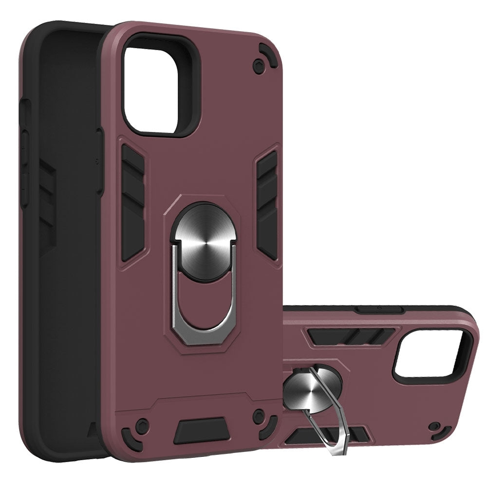 Shockproof Armour Protective iPhone 12 Pro Max Case - Wine Red