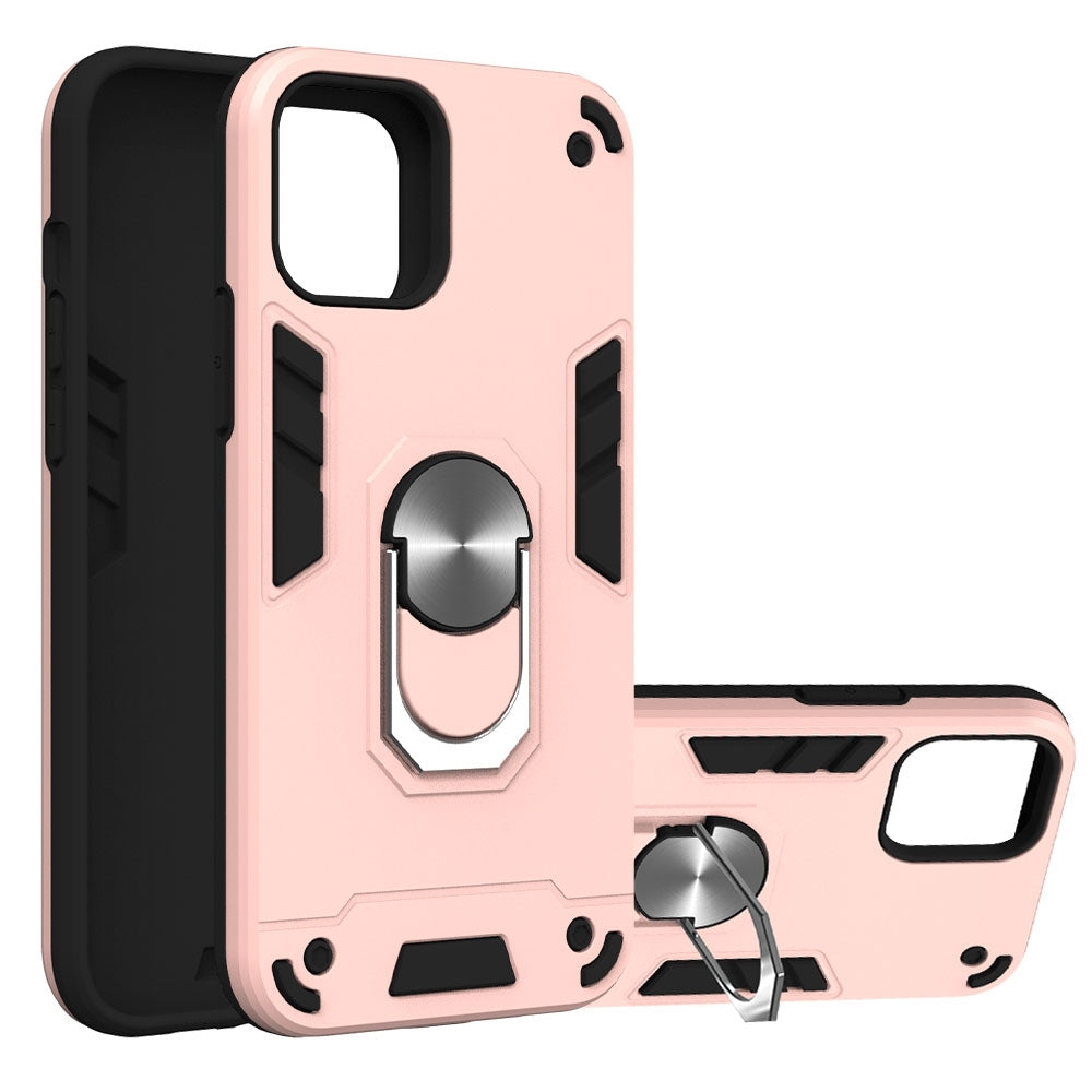 iPhone 12 Pro / iPhone 12 Case Metal Ring Holder Armour Protective - Rose Gold