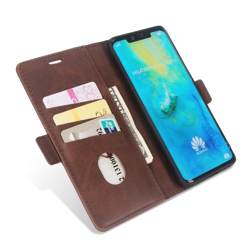 PU Leather Secure Wallet Case for Huawei Mate 20 Pro - Coffee