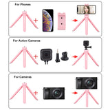 Tripod Mount with Phone Clamp for Smartphones - Pink