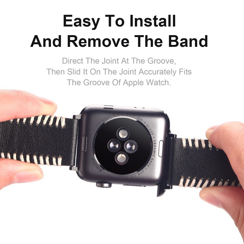 Genuine Leather Strap for Apple Watch 41mm / 40mm / 38mm - Black
