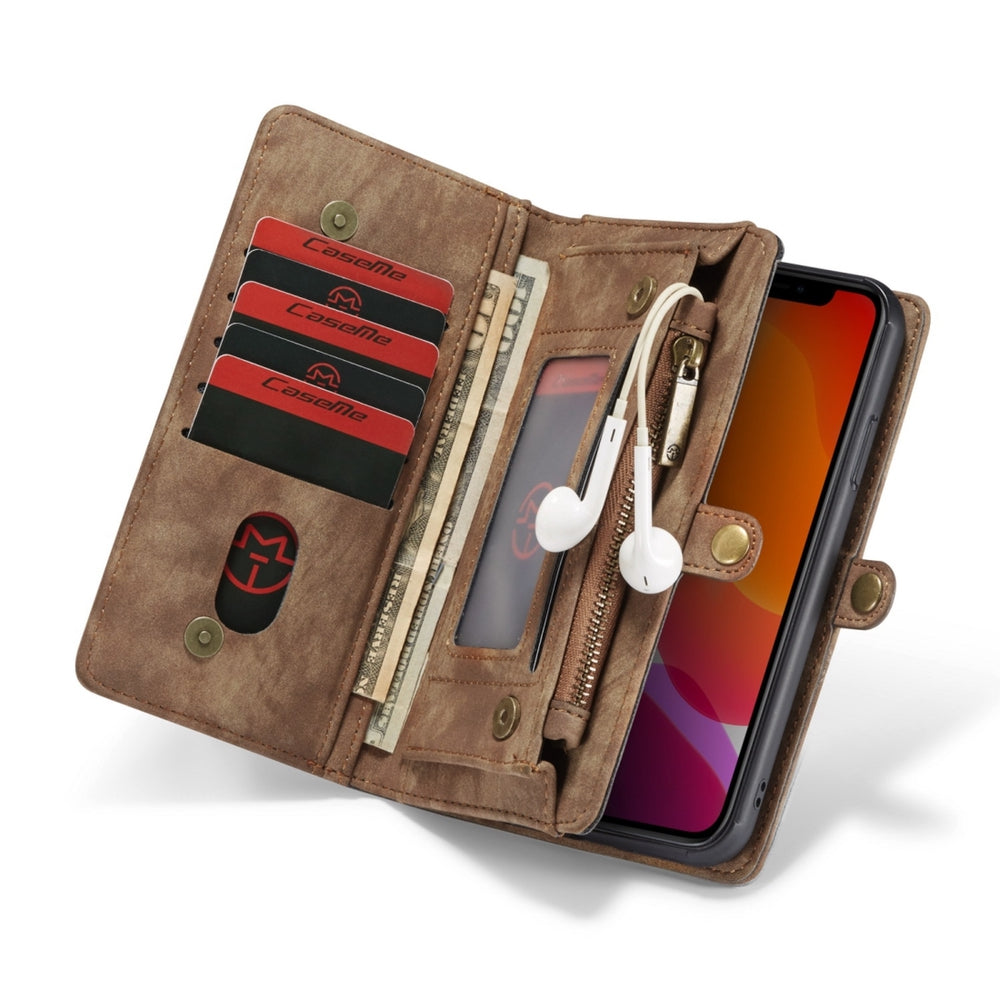 iPhone 11 Case CASEME Multi-slot Detachable Wallet - Brown