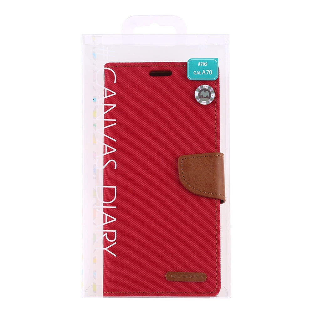 MERCURY GOOSPERY Canvas Diary Case for Samsung A70 - Red
