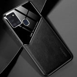 PU Leather + Organic Glass + Silicone with Metal Iron Sheet protective Samsung A21s Case