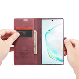 Samsung Galaxy Note 10 Case PU Leather With Card Slots - Wine Red