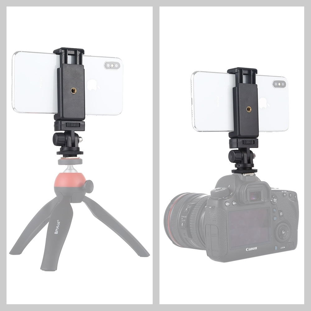 Phone Clamp with Cold Shoe Tripod Mount Adapter - Black