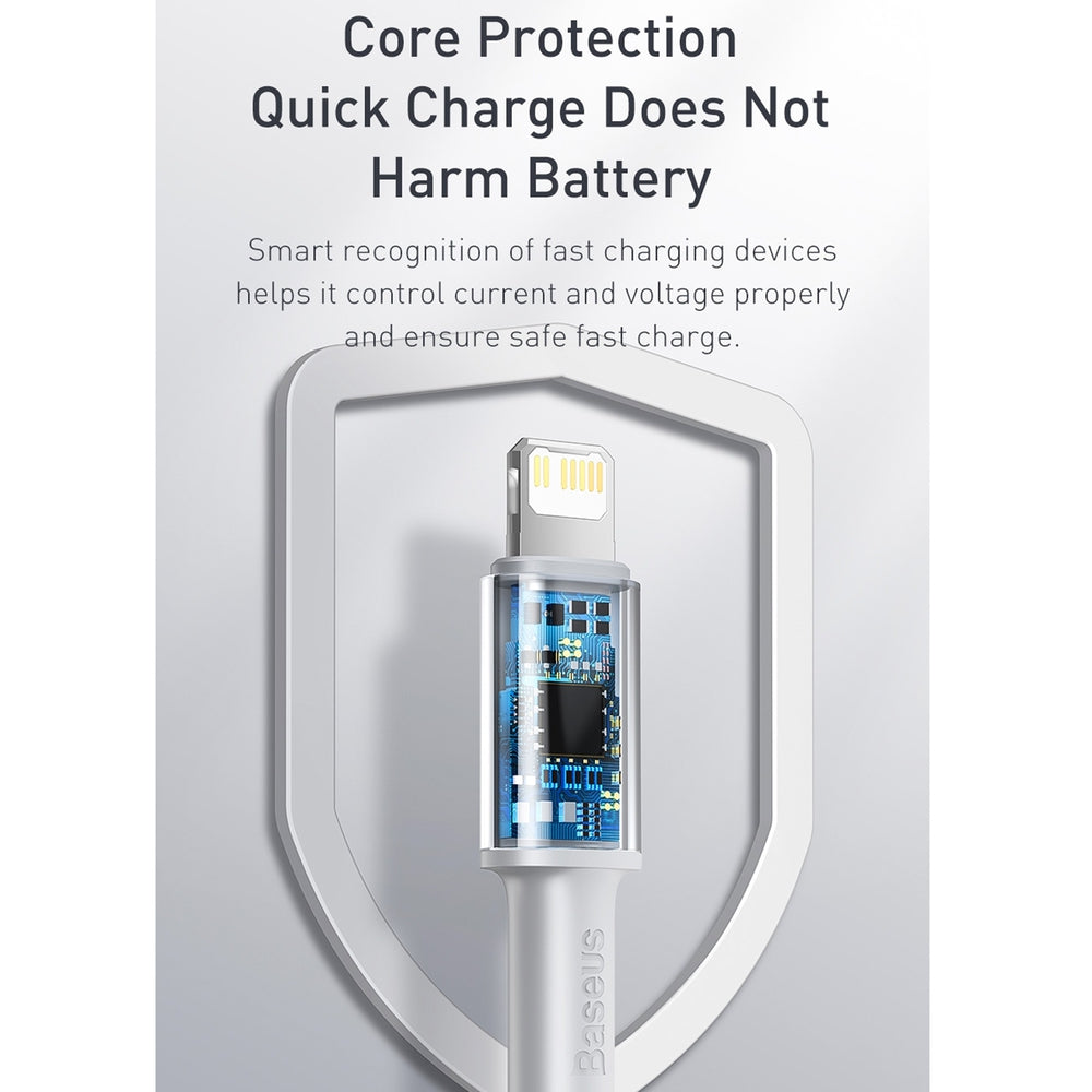 USB C to Lightning Cable 2M BASEUS 20W PD Fast Charging - White
